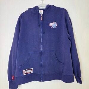 Vintage Disney Store Eeyore Hoodie Zip Up 1966 Graphic Blue Unisex Medium Y2K